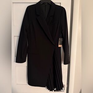 Halogen Black Pleated Long Coat